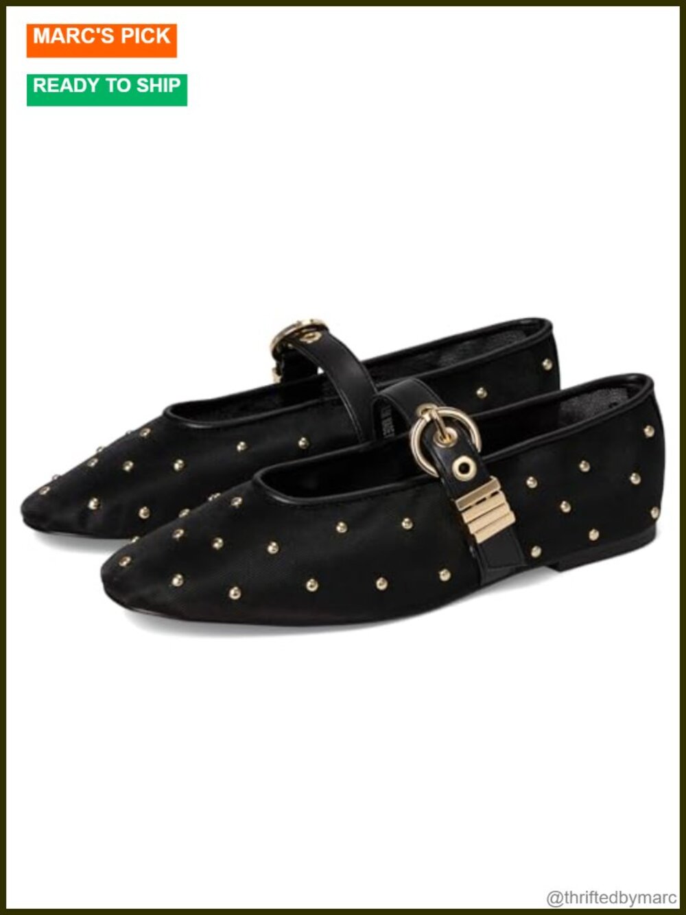 Steve Madden Lucia Ballet Flat Mesh Buckle Casual Formal
